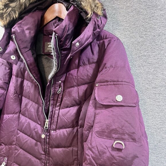 Eddie Bauer Jacket Womens Medium Purple Down Puffer Coat Faux Fur Hood - Picture 6 of 15